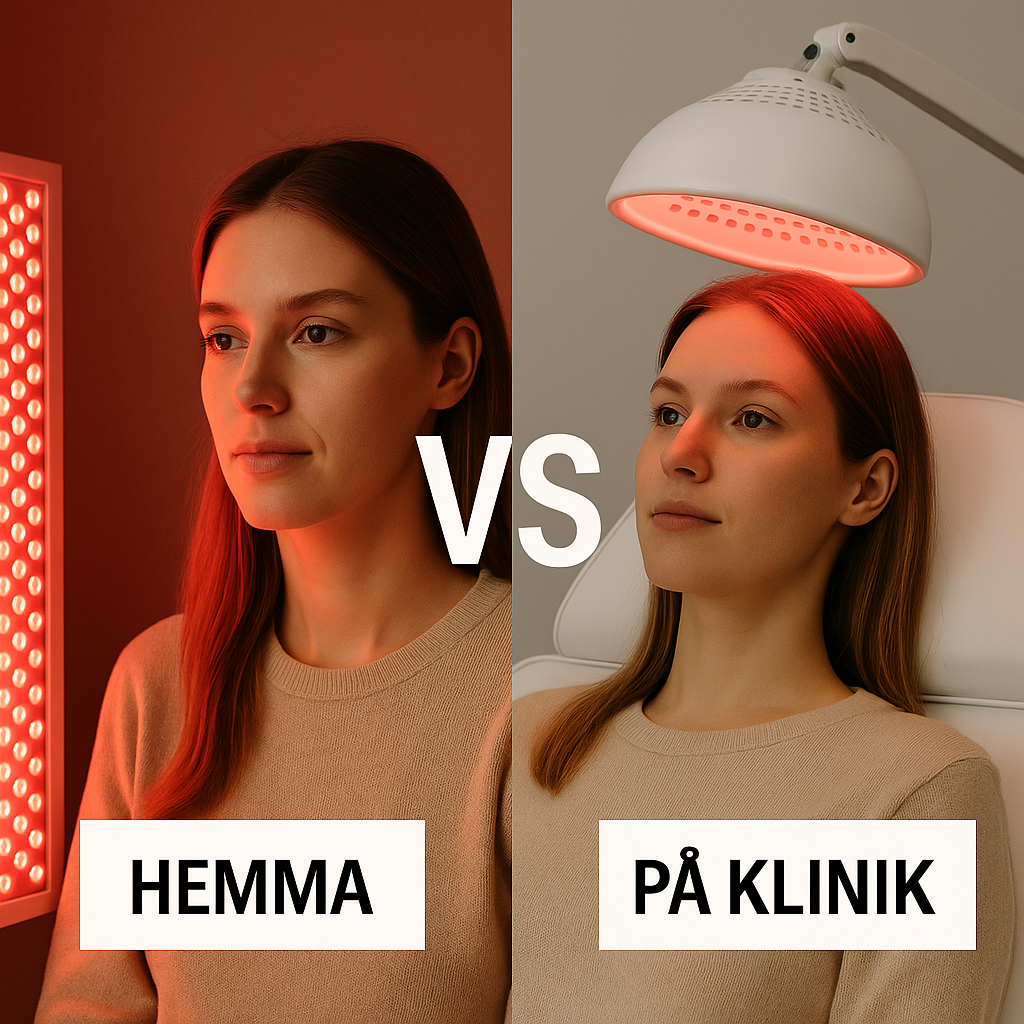 rödljusterapi hemma vs klinik